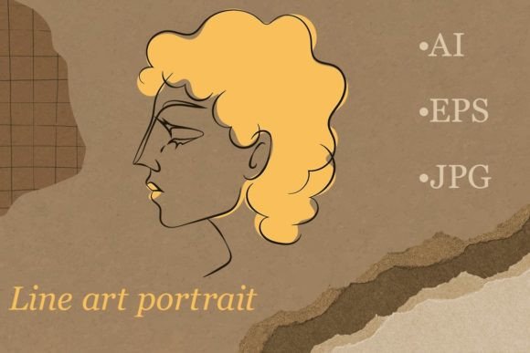 Download Line Art Sophisticated Woman Portrait - Premium Resources