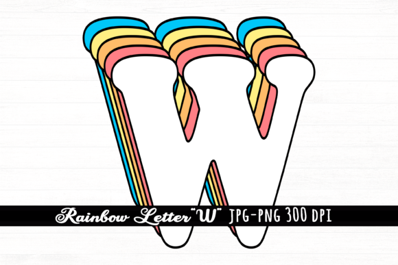 Download Letter W Rainbow Initial Cute Retro Font - Premium Resources
