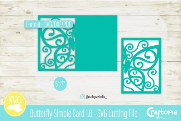 Download Butterfly Simple Swirl Card – SVG File - Premium Resources