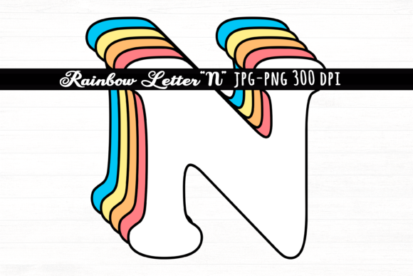 Download Letter N Rainbow Initial Cute Retro Font - Cute retro font Collection