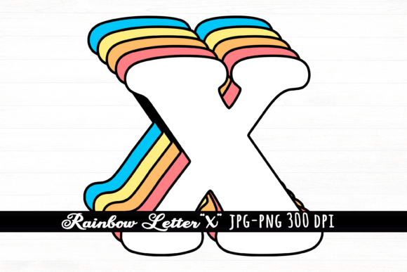 Download Letter X Rainbow Initial Cute Retro Font - Premium Resources